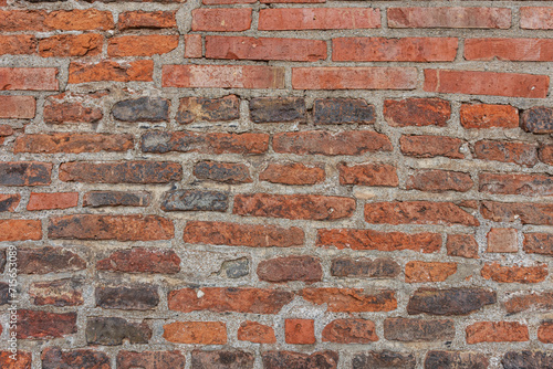 Old red brick wall texture background. Abstract backdrop