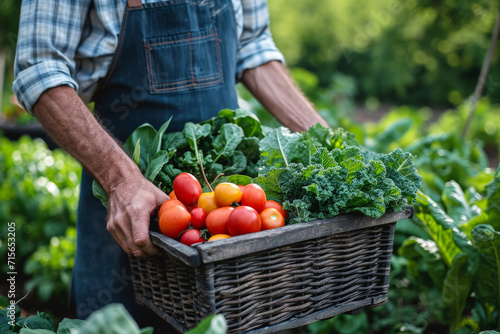 Unidentified Cook Gathers Freshly Grown Produce From A Thriving Farm. Сoncept Farm-To-Table Cooking, Sustainable Agriculture, Organic Farming, Locally Sourced Ingredients
