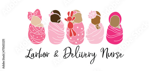 Hand drawn valenitne newborn baby vector. Cute baby vector