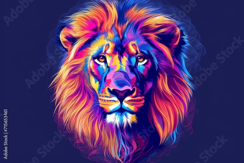 Vibrant Lion Illustration  Perfect For Printing On Tshirts To Make A Statement.   oncept Bold Typography  Abstract Artwork  Nature-Inspired Landscapes