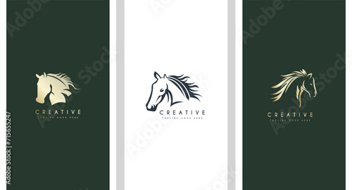 Premium Set Of Beauty Horse Ranch Stable Stallion Logo design.