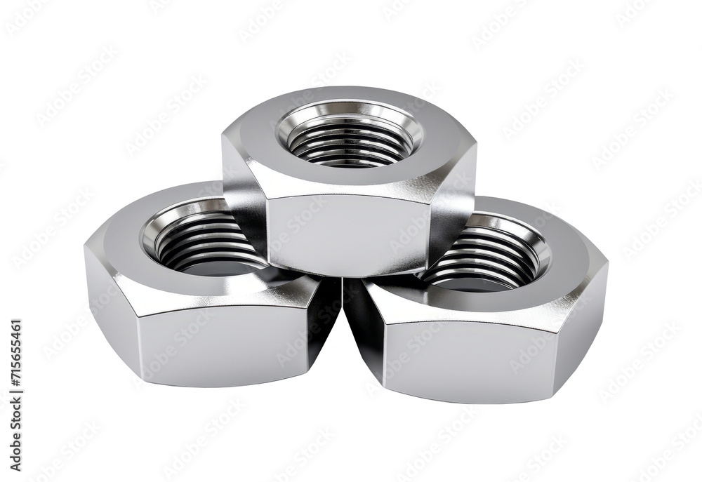 Metal nuts isolated on transparent and white background. Female screw Metal nuts isolated on transparent and white background. Female screw
