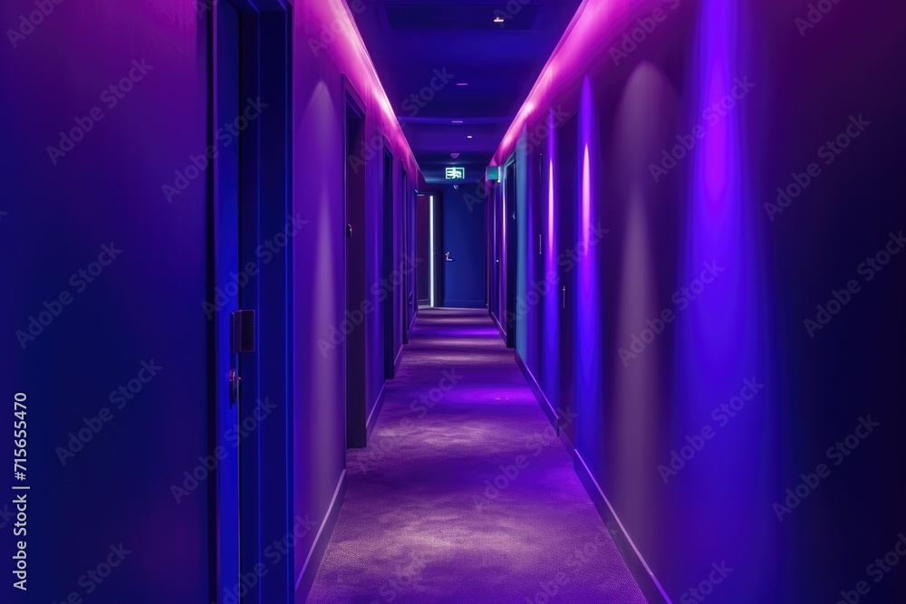 Futuristic Corridor with Purple Lighting