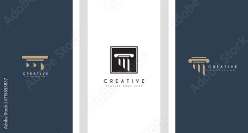 Set of justice law firm logo design with pillar, crown and creative element Premium Vector