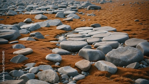 Fototapeta Naklejka Na Ścianę i Meble -  stones on the beach of the Baltic Sea in Liepaja, Latvia. Generative AI 