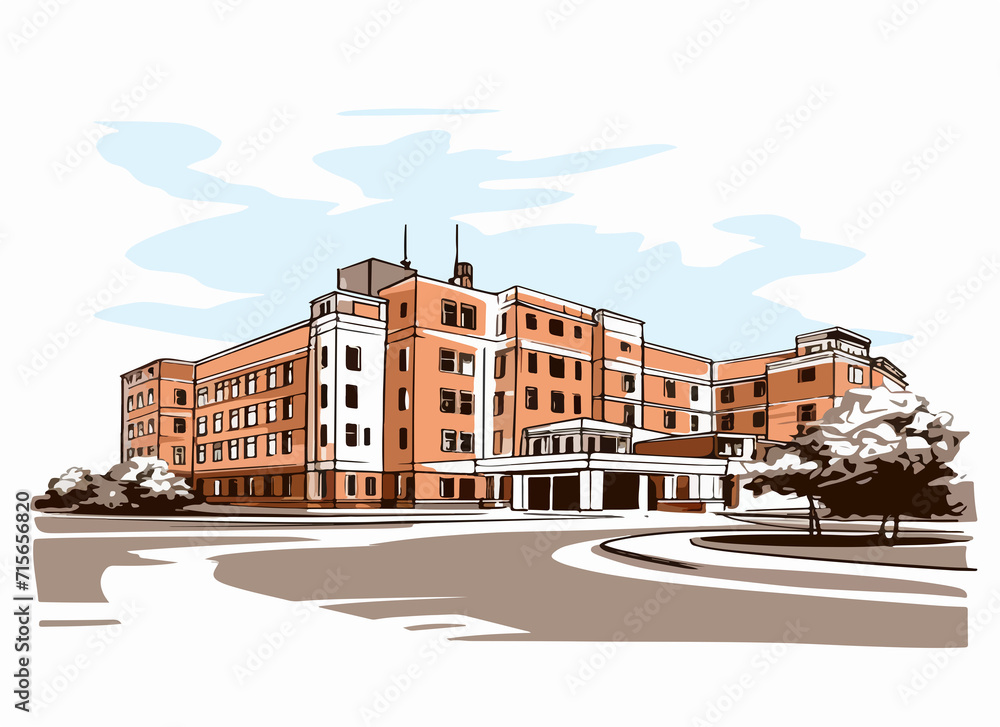 hospital building design illustration
