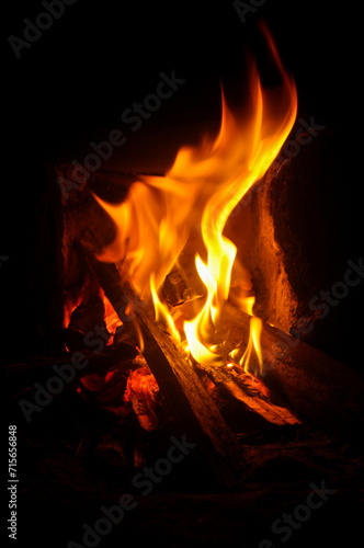 firewood with heat warm color burning woods in the stove, fire, concept of wood heating and burning