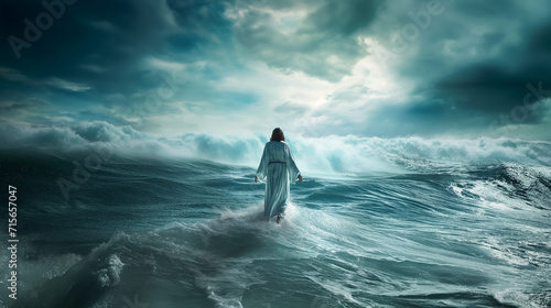 Jesus Cristo andando sobre as aguas do mar 