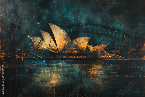 Sydney Opera House landscape illustration photo