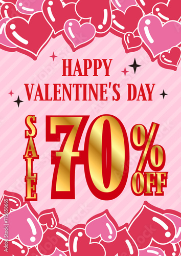 バレンタインセール ポスター 70%OFF 告知画像 SNS用画像