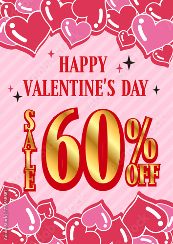 バレンタインセール ポスター 60%OFF 告知画像 SNS用画像