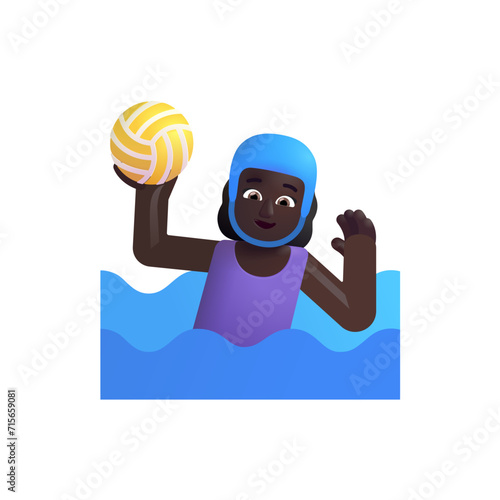 Woman Playing Water Polo: Dark Skin Tone