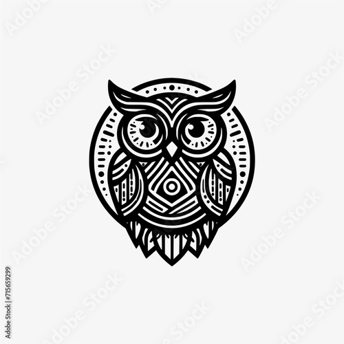 Fototapeta Naklejka Na Ścianę i Meble -  black owls bird logo vector graphic line style, minimalist, modern