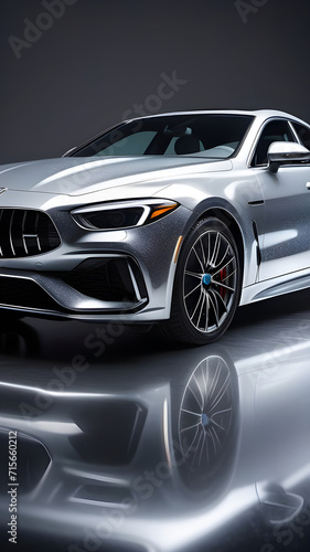 Silver sports car in the studio.