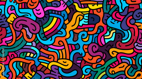 Funny doodle seamless pattern, artistic background © ma