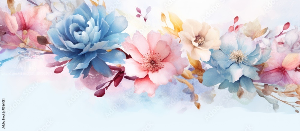blooming pink peony flower illustration background
