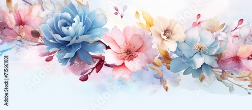 blooming pink peony flower illustration background