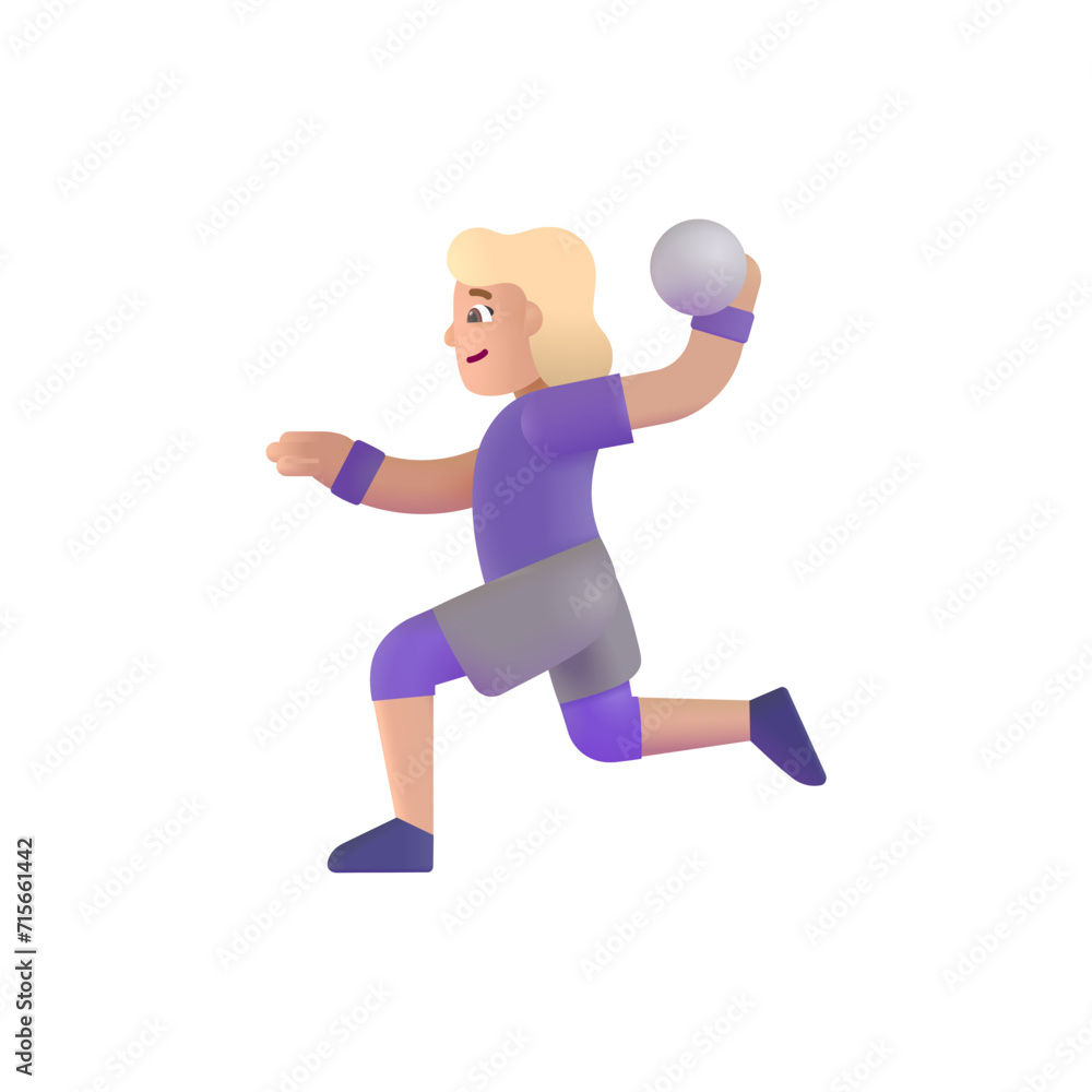 Woman Playing Handball : Medium-Light Skin Tone Woman Playing Handball : Medium-Light Skin Tone