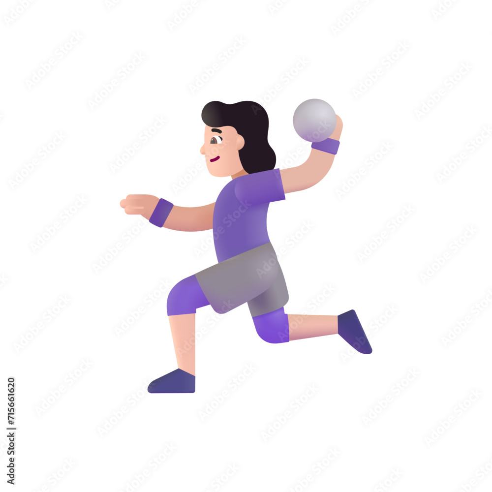 Woman Playing Handball : Light Skin Tone Woman Playing Handball : Light Skin Tone