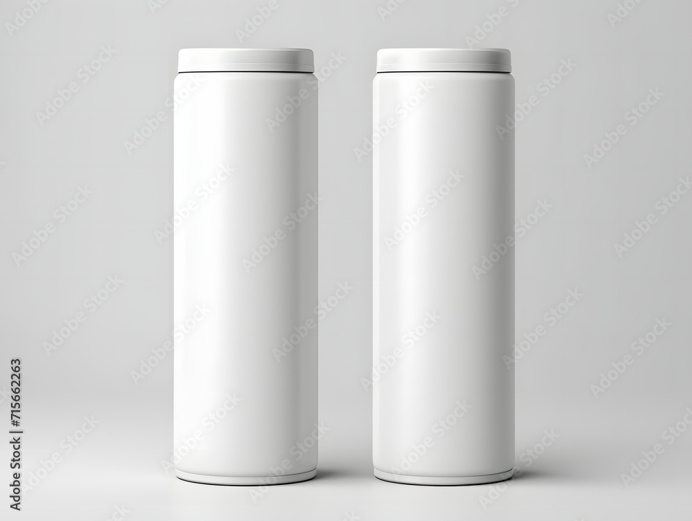 3D white blank two paper tube tin can mockup 3D white blank two paper tube tin can mockup