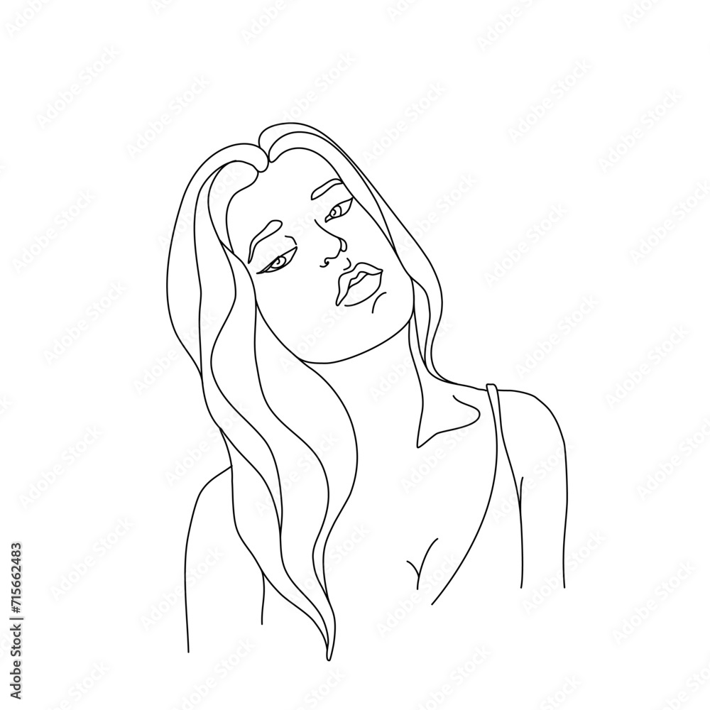 Beautiful woman continuous line drawing, abstract portrait, girl is single line on white background, vector illustration. Tattoo, print and logo design for spa or beauty salon. Beautiful woman continuous line drawing, abstract portrait, girl is single line on white background, vector illustration. Tattoo, print and logo design for spa or beauty salon.