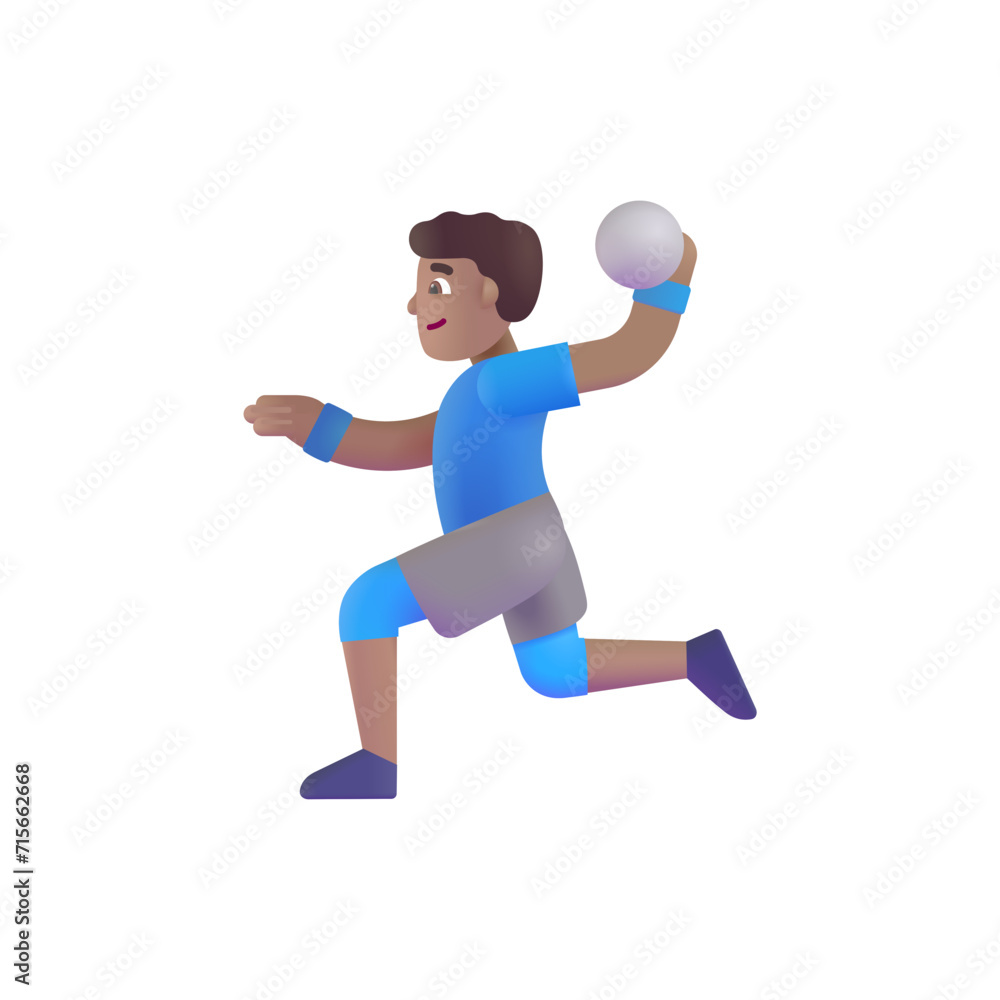 Man Playing Handball :Medium Skin Tone Man Playing Handball :Medium Skin Tone