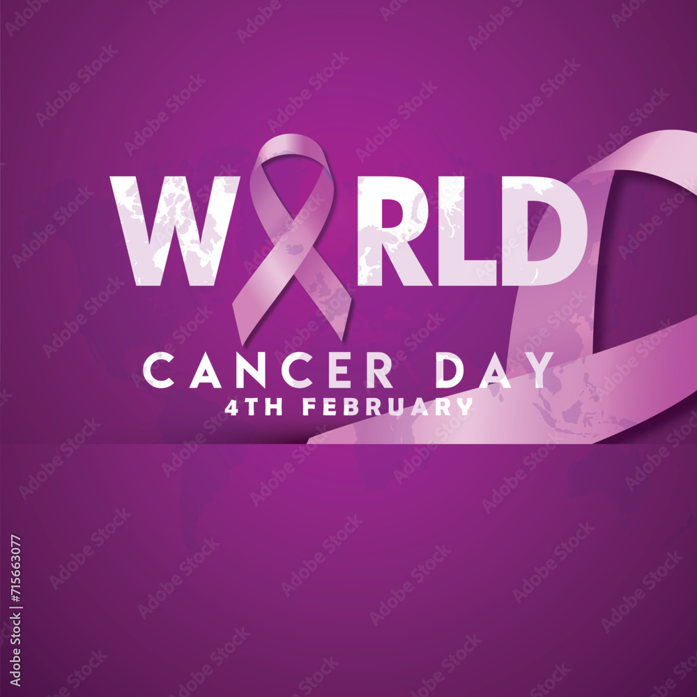 Fototapeta premium Gradient world cancer day vector illustration with ribbon
