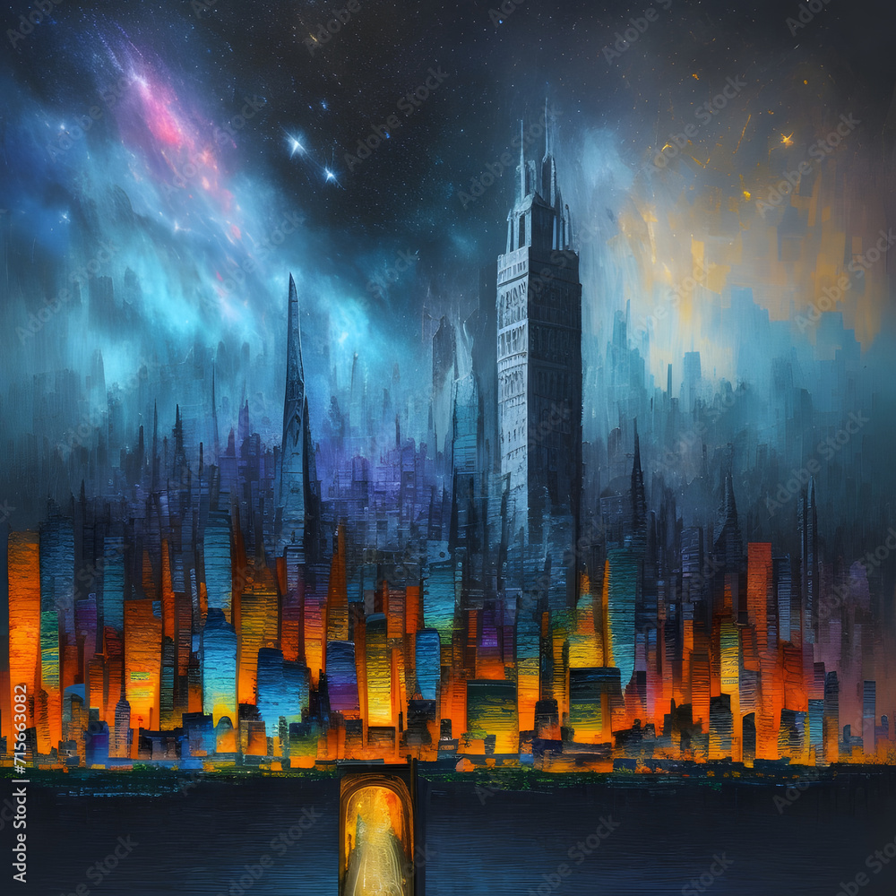 Fototapeta premium Dynamic City Palette: Exploring Abstract Urban Landscapes.