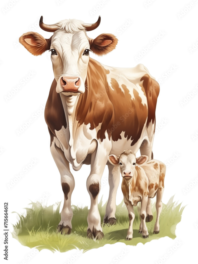 cow on a white background