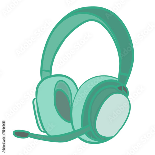 classic light green headphone for work or listening music design vector illustration