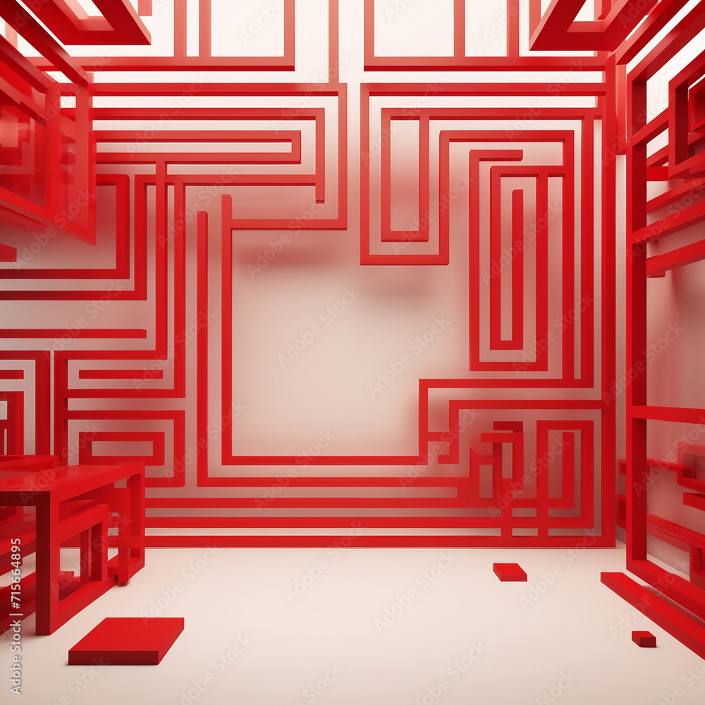 labyrinth with red and white background labyrinth with red and white background