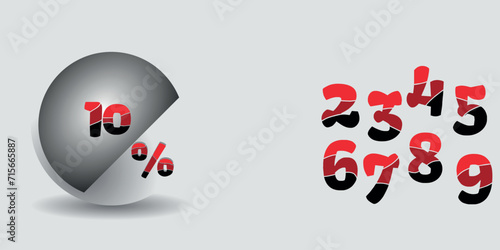 Sale off discount promotion numbers set made of realistic Discount abstract Vector for your unique sale poster, advertising banner