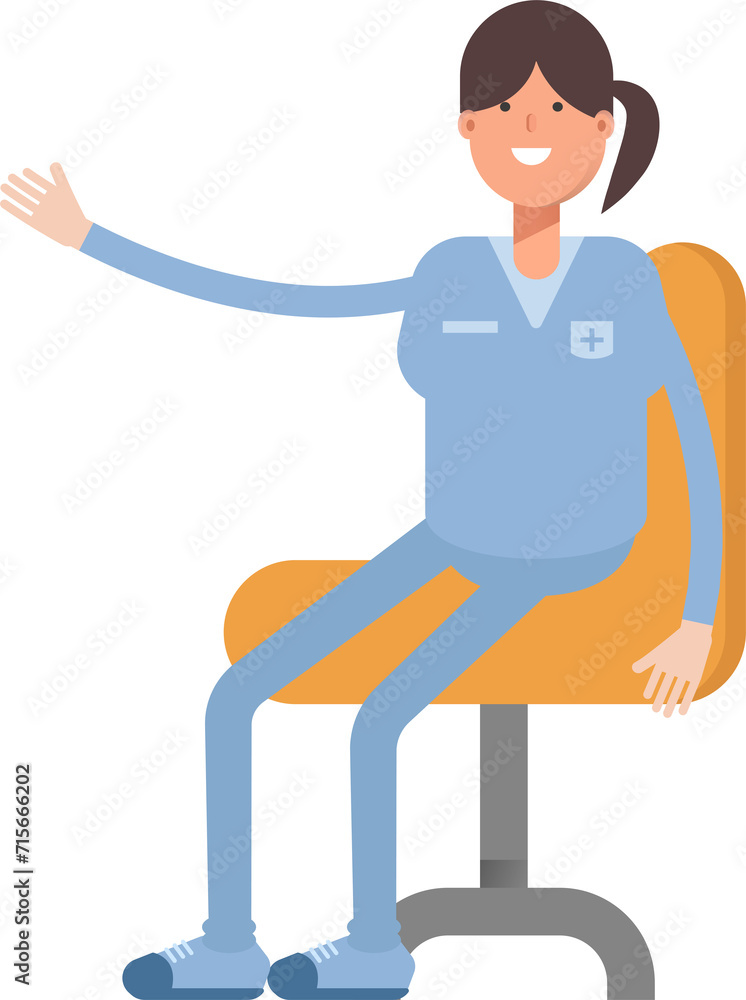 Nurse Character Sitting on Office Chair
Nurse Character Sitting on Office Chair