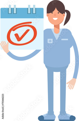 Nurse Character and Check Mark Sign 