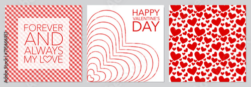 Set of 3 Beautiful Valentine’s Day Card Illustration