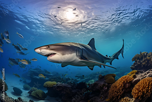 Great White Shark in the Red Sea. 3D Rendering.