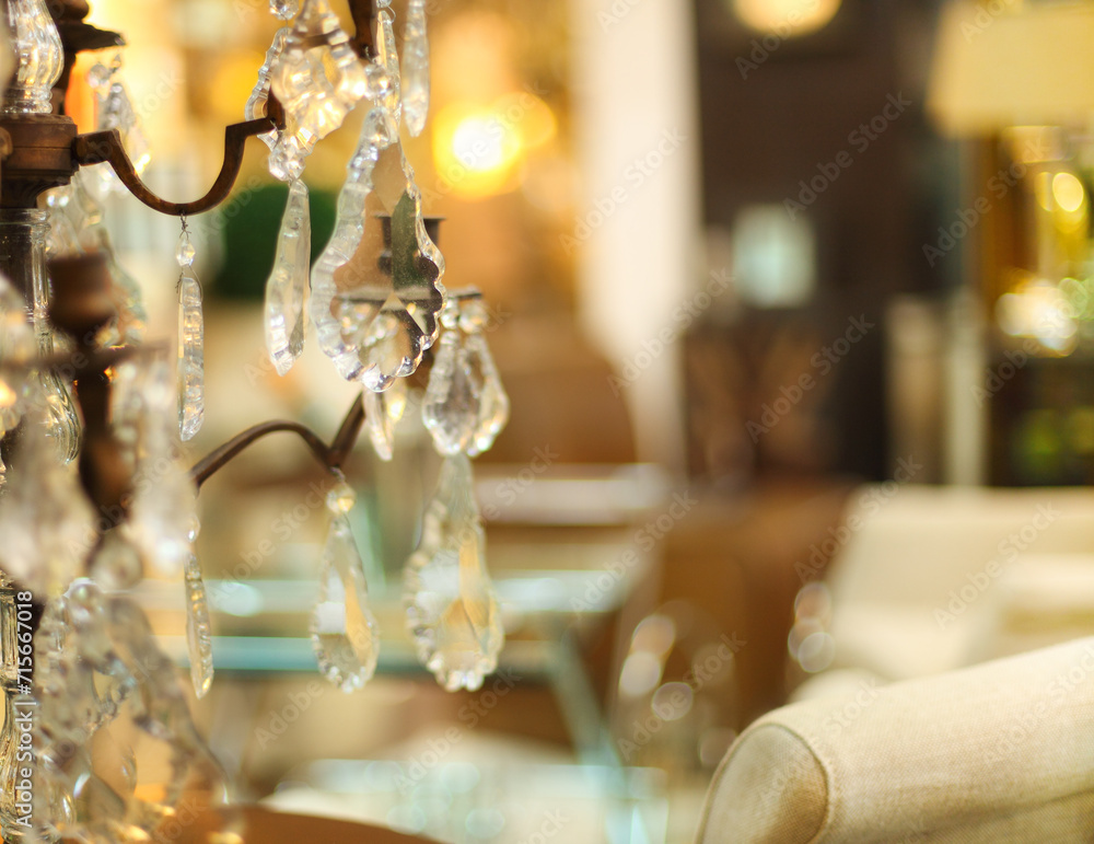 Obraz premium Chrystal chandelier close-up in living room