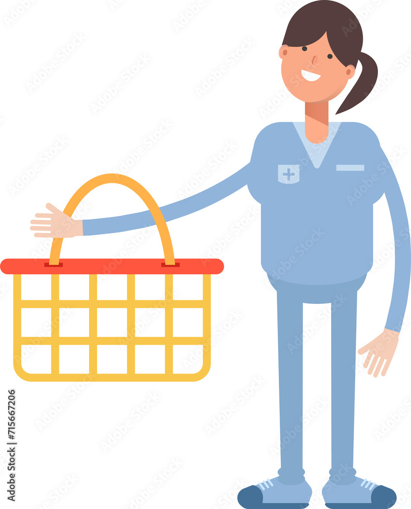 Nurse Character Holding Shopping Basket
Nurse Character Holding Shopping Basket