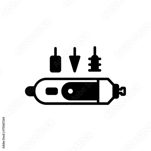 rotary tools icon. black fill icon
