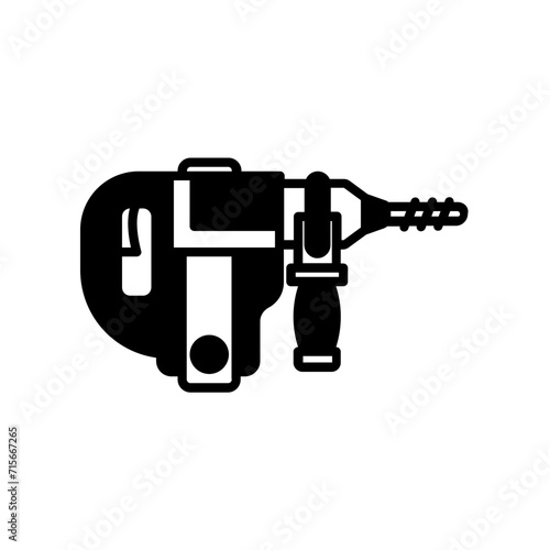 rotary hammer icon. black fill icon