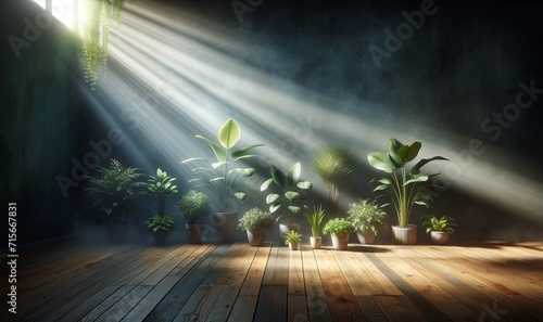 a serene and atmospheric indoor scene background