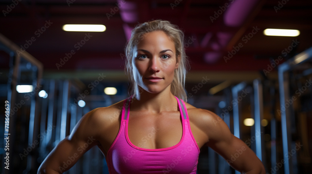 Portrait of a fitness trainer girl in the gym