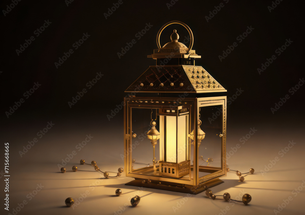 lamp ornaments, lantern properties decorated with attractive colors, charming candle light, the concept of Ramadan and Eid