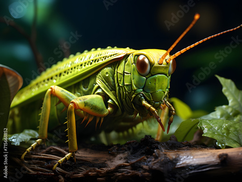 A green mantis is sitting on a leaf © Mstluna