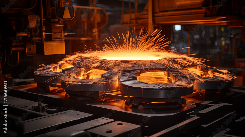 pouring molten metal to casting mold. Tank pours liquid metal at the steel mill. Blast furnace, cast iron production. Metal poured out of the metallurgical furnace. 