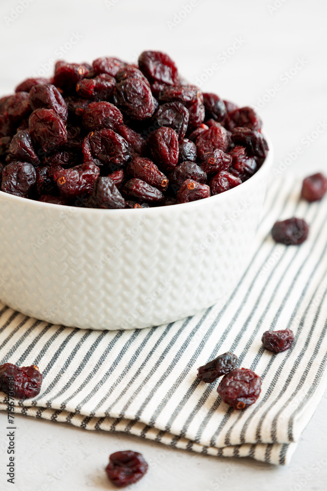 Organic Dried Cranberries in a Bowl, side view. Organic Dried Cranberries in a Bowl, side view.