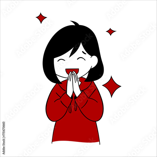 a woman is praying with her hands together