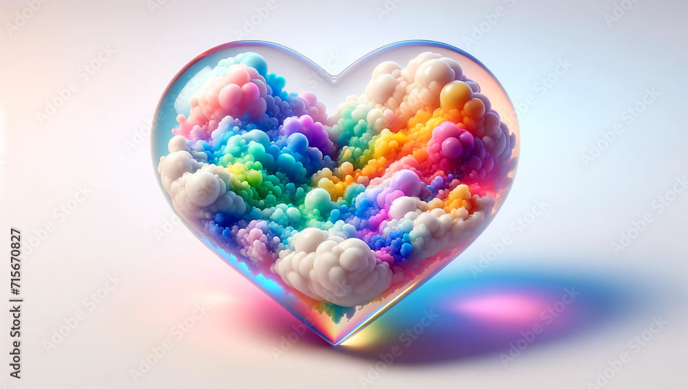 rainbow heart made of clouds. With pastel colors, love concept,beautiful colorful valentine day heart in the clouds as abstract background. rainbow heart made of clouds. With pastel colors, love concept,beautiful colorful valentine day heart in the clouds as abstract background.