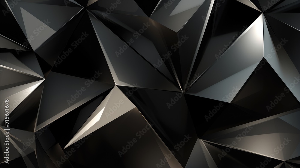 Obraz premium Shadowed Polygons on Dark Background. Multifaceted polygons casting shadows, creating a 3D effect on a dark surface.