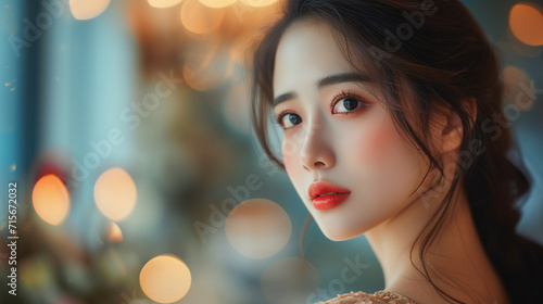 Serene Elegance Portrait of Asian Beauty in Natural Light